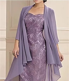 voordelige -tweedelige jurkensets moeder van de bruid jurk elegant eenvoudig sweetheart knie lengte driekwart mouw met effen kleur 2025