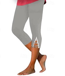 abordables -Femmes Pantalon capri Leggings Streetwear Occasionnel Longueur mollet Naturel Uni Dentelle Taille Élastique Confortable Extérieur Athleisure Fête Décontracté Quotidien Noir Blanche Bleu Roi Fuchsia