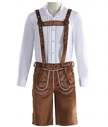 זול -Oktoberfest לדרהוזן חולצה בוואריה German אלפיני כרי דשא בגדי ריקוד גברים מפלגה פסטיבל הבירה בד בסגנון מסורתי