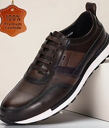 preiswerte -Freizeitschuhe für Herren aus hochwertigem Rindsleder, zweifarbiges Schnürdesign mit sportlicher Sohle, perfekt für Business Casual, Reisen und Stadtspaziergänge