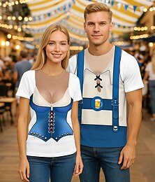 preiswerte -Bayerisch München Deutsch T-Shirt Ärmel T-Shirt Lederhosen T-Shirt Match Bier Grafik für Paar Herren Damen Erwachsene 3D-Druck  für Karneval Oktoberfestbier Party
