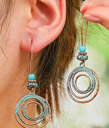 abordables -Conjunto de pendientes colgantes de turquesa estilo bohemio vintage para mujer: pendientes colgantes ligeros de estilo tribal vintage con acabado en bronce antiguo para salidas informales y regalos festivos.
