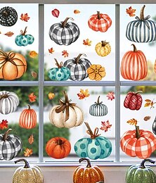 abordables -Lot de 9 feuilles d'autocollants statiques pour fenêtre, motif gnome, hérisson, feuille d'érable, citrouille, décoration d'intérieur, récolte d'automne