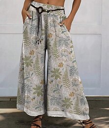 abordables -Mujer Fresco pantalones Columpio Vacaciones Vintage Estilo Étnico Longitud total Media cintura Floral Graphic Microelástico Exterior Vacaciones Hogar Multicolor Verano Primavera Otoño Holgado