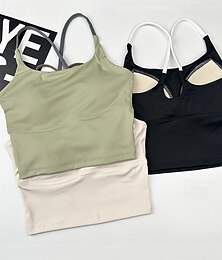 お買い得  -女性用 ヨガブラ ピラティスブラ スポーツベスト ブラトップ 高いサポート 高通気性 ワイヤレス パッド付き 単色/無地 スポーツ アクティブウェア ブラック ホワイト ジム ズンバ ランニング