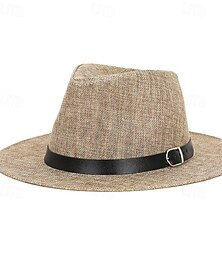 economico -Cappello da sole da uomo in lino, Panama, a tesa piatta, stile jazz britannico, con protezione solare, da gentiluomo