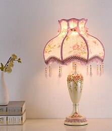 economico -lampade da comodino, lampada da tavolo tradizionale per soggiorno, lampada da camera da letto retrò, lampada in resina con paralume in tessuto per comodino.