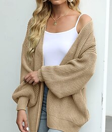 economico -Per donna Felpa Cardigan Elegante Moda Streetwear Colore Puro Aperto davanti Lavorato a maglia Manica Lunga Top Regolari Maglia All'aperto Quotidiano Weekend Nero Rosa Autunno Inverno