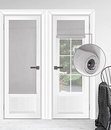 preiswerte -100% Verdunkelungsvorhänge für französische Türen dreilagige lichtblockierende  UV-schützende geräuschlose einstellbare Rollladenschatten keine Bohrfensterläden für Büro