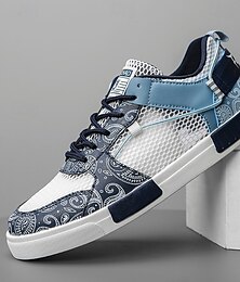 economico -scarpe da ginnastica sportive da uomo blu e bianche con tomaia in mesh e design traspirante, elegante chiusura con lacci, ideali per attività sportive casual e quotidiane