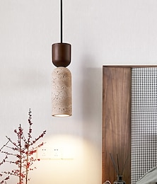abordables -Lámpara colgante moderna de madera de piedra, hecha de piedra natural, lámpara de araña industrial para comedor, dormitorio y cocina.