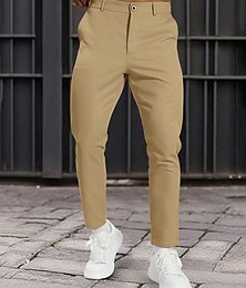 cheap -Men's Dress Pants Golf Pants Trousers Chinos Buttons Pocket Plain Comfort Formal Party Work Fashion Classic Style Khaki Beige Micro-elastic
