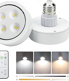 お買い得  -電池式電球 2個セット LEDパックライト リモコン付き 単3電池電球 調光可能 E26 ねじ込み式 非電気式ペンダントライトおよび壁取り付け用燭台用