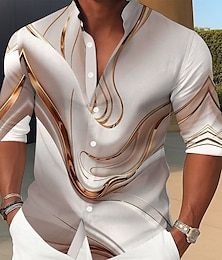 economico -Per uomo Marmo Arte liquida astratta Camicia Camicia con Bottoni Camicia con colletto alla coreana Manica Lunga Casual All'aperto Vacanza Quotidiano Primavera Autunno Collo alla coreana Colletto alla
