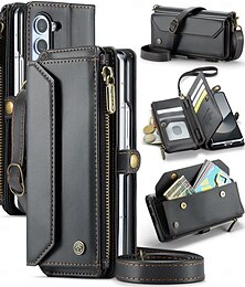 halpa -puhelin Etui Käyttötarkoitus Samsung Galaxy Z-taitto 7 Z Fold Lompakkokorttikotelo Lanyardin kanssa rannehihnalla Tukijalka TPU PU-nahka