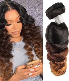 abordables -1 paquet de vrais cheveux humains tricolores t1b/4/27# cheveux humains ondulés lâches 14-24 pouces