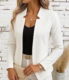 preiswerte -Damen Blazer Winddicht Atmungsaktiv Schmale Passform Mode OL-Stil Formell Einfarbig Formell Büro Lässig Regulär Steigendes Revers Normale Passform Langarm Oberbekleidung Weinrot Aprikosengrau Schwarz