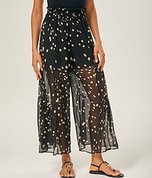 economico -Per donna Da donna Pantaloni a Gamba Larga Pantaloni Chiffon Elegante Bohemien Vacanza Vacanza Spiaggia Nero Estate XS S M