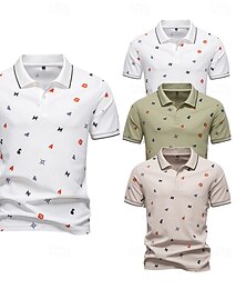 economico -Per maschio Astratto Manica Corta Colletto Polo Moderno Sport & Outdoor Casuale Athleisure Estate Bianco Verde Cachi