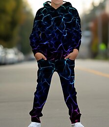 ieftine -Băieți 3D Grafic Set de hanorace și pantaloni de trening Ținută de Sport Treninguri Manșon Lung Primăvară Toamnă Zilnic De Bază Casual Copii 4-12 ani Capișon În aer liber Vacanță Sport Fit adaptat