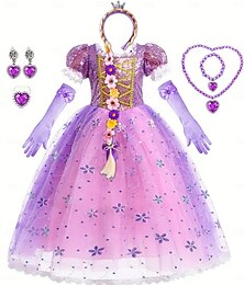 levne -Rapunzel Pohádkové Princeznovské Sofie Květinové šaty Téma Party Kostým Tylové šaty cosplay Filmové kostýmy for Dívčí Dětské Karneval Plesová maškaráda Svatební Svatební host