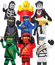 abordables -Figurine Ninja en blocs Guerrier en briques jouets Tenues Costume Cosplay Cosplay de Film for Garçons Fille Enfant Halloween Carnaval Journée mondiale du livre Performance Déguisement éducatif