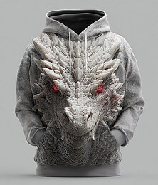 economico -Per uomo Drago Felpe con cappuccio Felpa Abbigliamento esterno Felpa con cappuccio Girocollo Cool Stampa 3D Club Abbigliamento casual alla moda Rosso Blu Coulisse 3D Autunno Inverno progettista