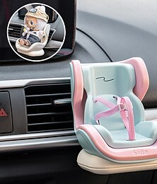 abordables -Asiento de coche para muñecas de 17 cm con clip de ventilación y soporte de escritorio Adorno de coche lindo y funcional para fanáticos de muñecas de caja ciega