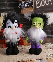 abordables -Muñeco de peluche de gnomo vampiro de Halloween, figura de zombi de pie, adorno de exhibición navideña aterrador para el hogar, fiestas y decoración de ventanas.