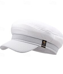 billiga -Herr Platt mössa Basebollkeps Solhatt Trucker Hat Svart Vit Polyester Nät Mode Ledigt Gata Dagligen Slät Justerbara Solskyddskräm Andningsfunktion