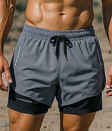 abordables -Hombre Mallas Short Cintura elástica Bermudas Deporte Casual Transpirable Secado rápido Ligero Elástico Tenis Golf Corriendo Ajuste regular Ropa de deporte Ropa de Deporte Bloque de color Negro Gris