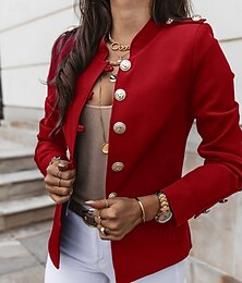 economico -Per donna Blazer Traspirante Confortevole Tasca Casual Semplice Ufficio Streetwear Casuale Abbigliamento quotidiano Monopetto Corto Collo alla coreana Vestibilità regolare Manica Lunga Capispalla