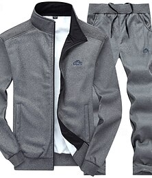 economico -Per uomo Tuta da Ginnastica Tuta da Allenamento Felpa con zip intera Nero Blu Grigio scuro Grigio Colletto Mao Semplice 2 Pezzi Sport & Outdoor Quotidiano Ferie Poliestere Streetwear Essenziale Casual