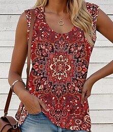 economico -Per donna Canotta a canotta Grafico Geometrico Bohemien Vintage Quotidiano Senza Maniche Girocollo Top Regolari Quotidiano Stampato Nero Bianco Rosso Blu Cachi Estate Primavera
