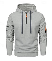 economico -Per uomo Felpa con cappuccio Nero Blu marino Cammello Grigio chiaro Con Cappuccio Semplice Tasca Sport & Outdoor Quotidiano Ferie Poliestere Streetwear Essenziale Casual Primavera Autunno