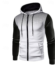 abordables -Hombre Sudadera Sudadera con capucha y cremallera completa Blanco Rojo Azul Piscina Gris Oscuro Con Capucha Bloque de color Retazos Bolsillo Deporte Diario Festivos Poliéster Ropa de calle Básico