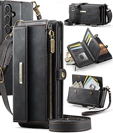 abordables -teléfono Funda Para Samsung galaxia S25 Ultra S24 S23 S22 S21 S20 Ultra Plus FE A53 A33 A23 A13 Tarjetas billetera con cordón Caballete Antigolpes TPU Cuero de PU