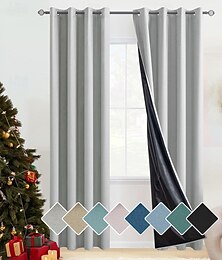 billige -100% blackout gardiner soverom termisk isolert linlook grommet vindusgardin draperier med svart bak stue
