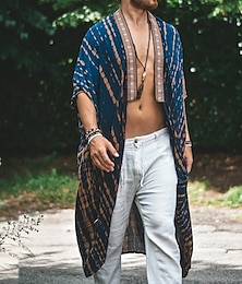economico -Per uomo Mantello / Cappe Vacanza Quotidiano Traspirabilità Stampato Estate Motivo Moda Casual Lungo Blu Verde Giacca