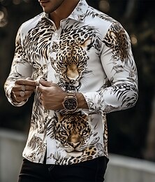 economico -Per uomo Animale Tigre Camicia Camicia con Bottoni Camicia casual Manica Lunga Moda Casual Vacanza Quotidiano Abbigliamento casual alla moda Estate Primavera Collo ripiegato Stampa 3D camicie con