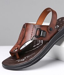 abordables -Sandales en similicuir marron pour hommes, design rétro à boucle et sangle avec support de voûte plantaire, parfaites pour la marche quotidienne, les vêtements de plein air et les voyages de vacances