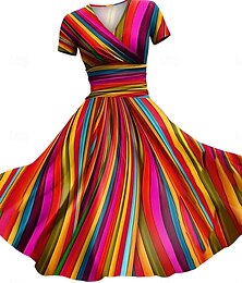 ieftine -Pentru femei Rochii Midi Rochie teacă Rochie împachetată Rochie de Vară Rochie de vară Vacanță Petrecere Casual Zilnic Concediu Ieșire Fit regulat Ombre Grafic Geometric Manșon Jumate În V Roz