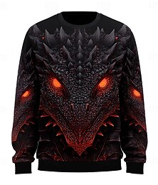 economico -Per uomo Drago 3D Felpa Maglia Felpa con cappuccio Girocollo Esagerato Stampa 3D Giallo Rosso Girocollo 3D Tutte le stagioni progettista