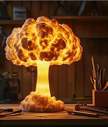 economico -Lampada da tavolo a forma di fungo atomico 3D - lampada da scrivania decorativa alimentata da batteria USB e AAA per camera da letto, studio e ufficio