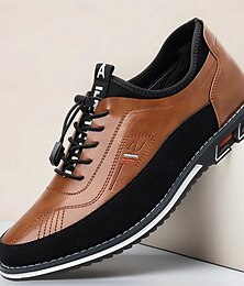 economico -Sneakers da uomo in similpelle marrone e inserti in rete – scarpe comode con lacci per i tragitti quotidiani, l'ufficio casual e le uscite del fine settimana