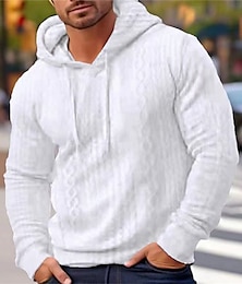 economico -Per uomo Felpa con cappuccio Nero Bianco Blu Grigio Con Cappuccio Semplice Jacquard Tasca Testurizzato Sport & Outdoor Quotidiano Ferie Poliestere Streetwear Essenziale Casual Primavera Autunno