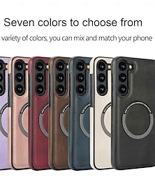 Χαμηλού Κόστους -τηλέφωνο tok Για Samsung Galaxy S22 S22 Plus Ultra Α53 A52 Πίσω Κάλυμμα Μαγνητική Υποστήριξη ασύρματης φόρτισης Ανθεκτική σε πτώσεις Ρετρό TPU PU δέρμα