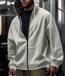 economico -Per uomo Felpa con cappuccio Felpa con cappuccio a zip intera Felpa con cappuccio in pile Nero Blu marino Verde Cachi Grigio chiaro Con Cappuccio Semplice Cerniera Tasca Lavoro Sport & Outdoor Casuale