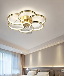 preiswerte -Deckenventilator mit Beleuchtung, dimmbare LED-Deckenleuchte im Blumenstil für Schlafzimmer mit Fernbedienung, modernes, leises Deckenventilatorlicht für Wohnzimmer mit Timer