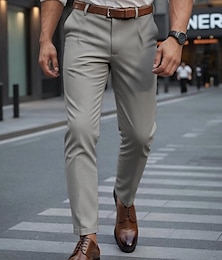 economico -Per uomo Pantaloni Eleganti Pantaloni Chinos Tasca Bottoni Semplice Comodità Formale Feste Lavoro Moda Stile Classico Nero Grigio scuro Micro-elastico